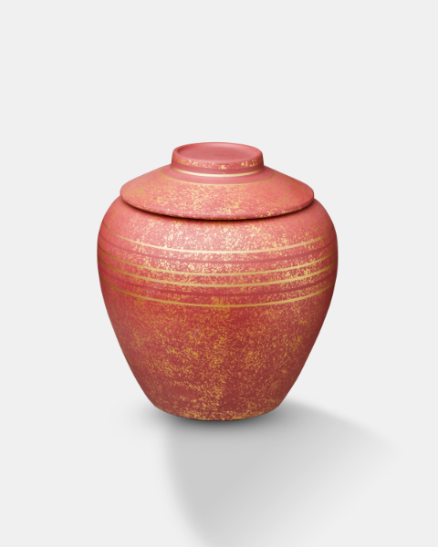 Bild - 24-urneUrne en terre cuite, rouge/or, peint à la main ; caractéristiques : non-dégradable: 
